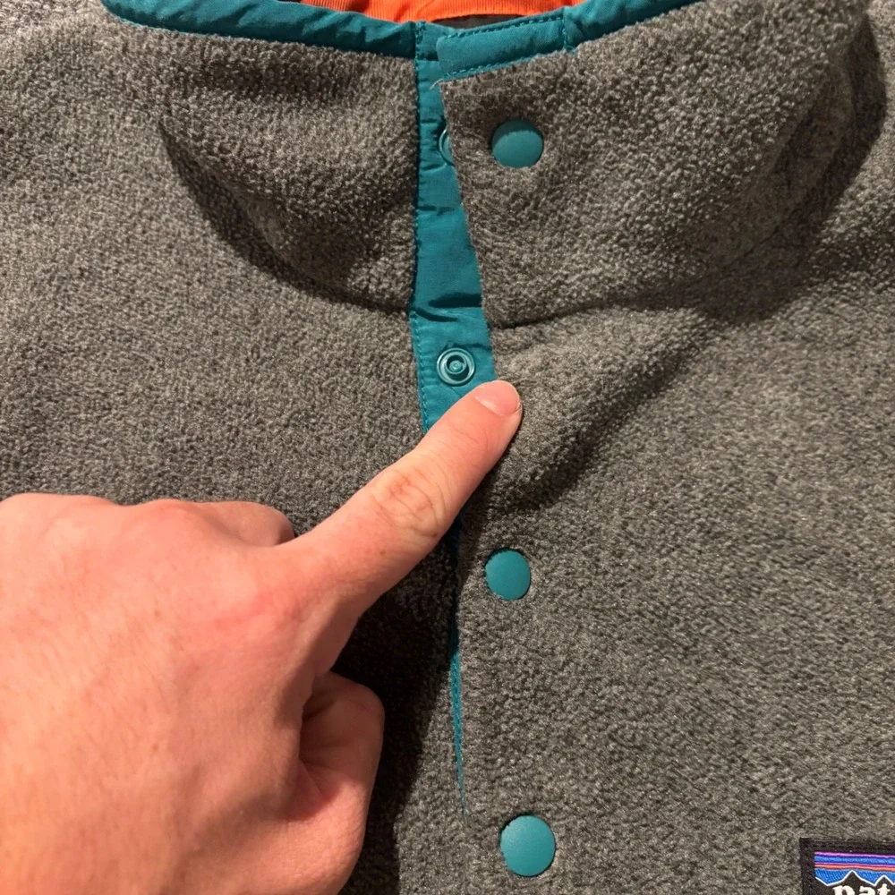 Patagonia Synchilla Snap-T Fleece Pullover Grey Teal Mens Small